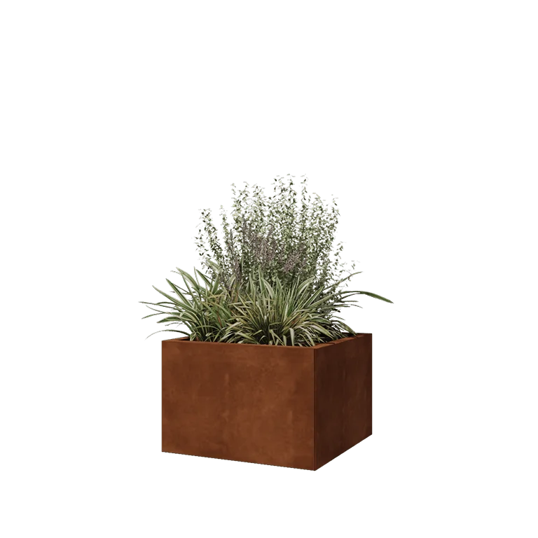 Corten steel planter - Square - 60 x 60 x 40 cm - Without bottom plate