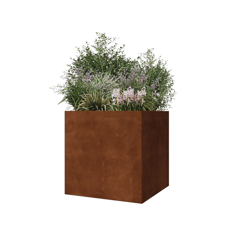 Corten steel planter - Square - 70 x 70 x 70 cm - With bottom plate