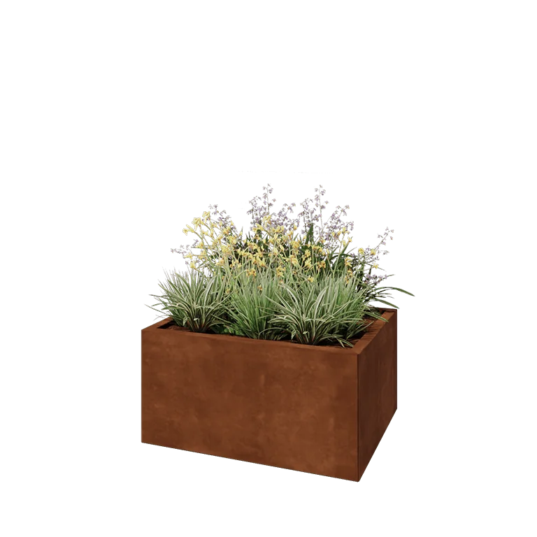 Corten steel planter - Rectangle - 80 x 60 x 40 cm - Without bottom plate
