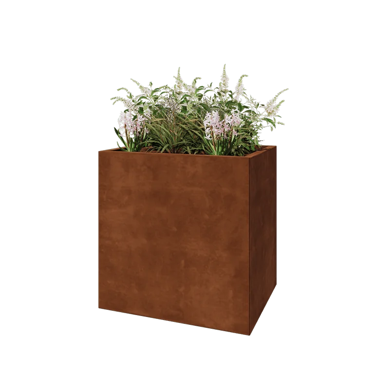 Corten steel planter - Rectangle - 80 x 60 x 80 cm - Without bottom plate