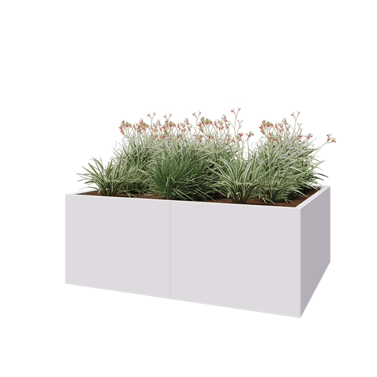 Steel planter XXL - Rectangle - 160 x 120 x 60 cm - RAL9005 matt (white) - With bottom plate