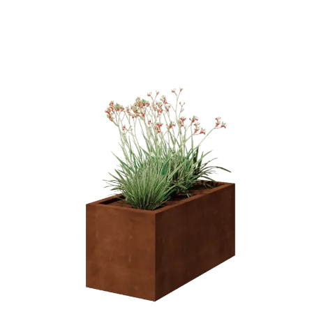 Corten steel planter - Rectangle - 100 x 50 x 50 cm - Welded - With bottom plate