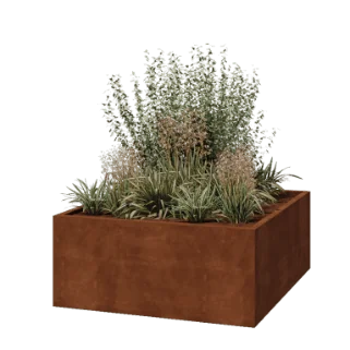 Corten steel planter - Square - 140 x 140 x 60 cm - Welded - Without bottom plate