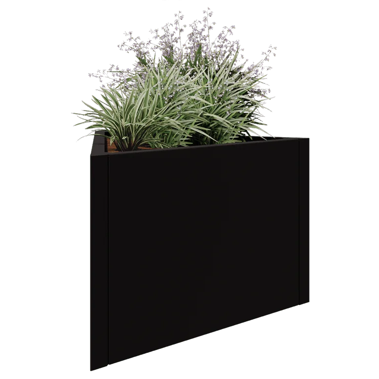 Steel planter - Triangle equilateral - 90,6 x 78,3 x 60 cm - RAL9005 matt (black) - Without bottom plate