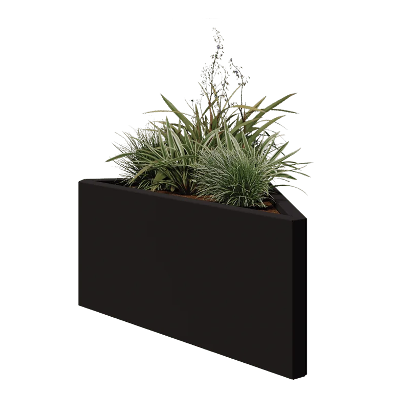 Steel planter - Triangle isosceles - 83,9 x 46,4 x 40 cm - RAL9005 matt (black) - Without bottom plate