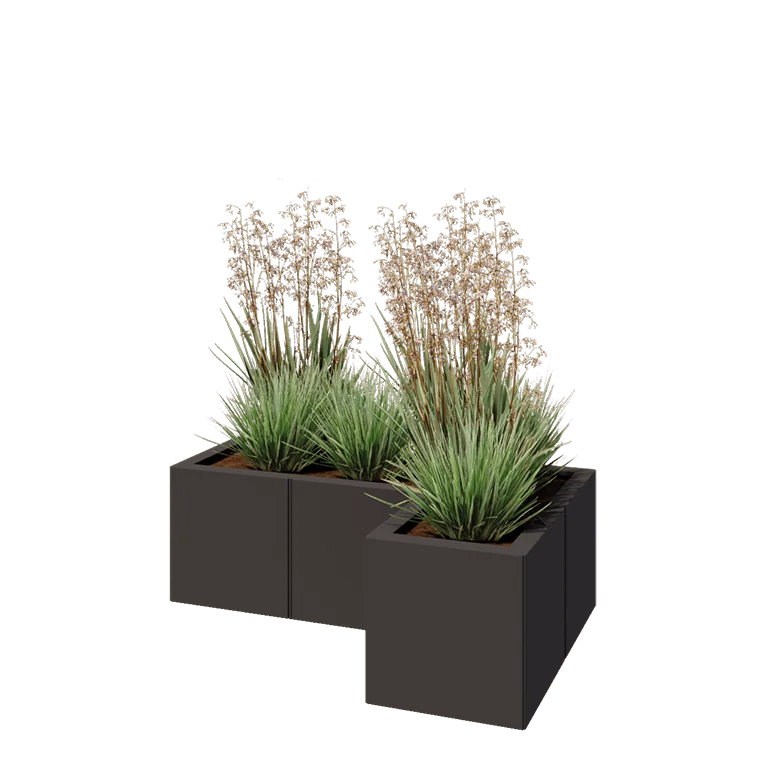 Steel planter - Corner - 90 x 60 x 30 cm - RAL7016 matt (anthracite grey) - Without bottom plate