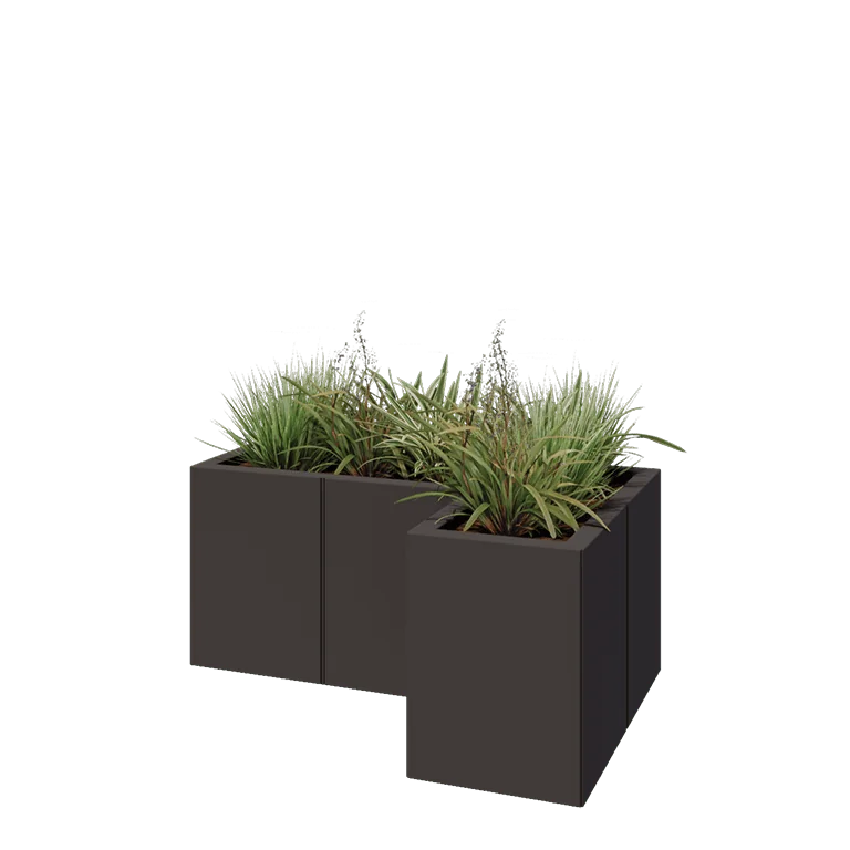 Steel planter - Corner - 90 x 60 x 40 cm - RAL7016 matt (anthracite grey) - With bottom plate