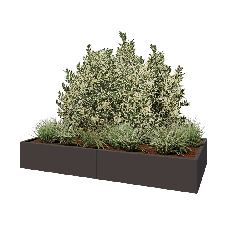 Steel planter XXL - Rectangle - 200 x 100 x 30 cm - Other RAL colour - With bottom plate