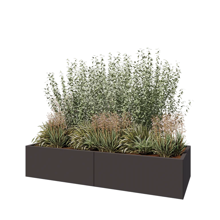 Steel planter XXL - Rectangle - 200 x 80 x 40 cm - RAL7016 matt (anthracite grey) - Without bottom plate