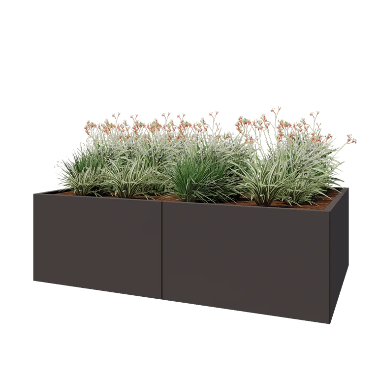 Steel planter XXL - Rectangle - 200 x 80 x 60 cm - Other RAL colour - With bottom plate