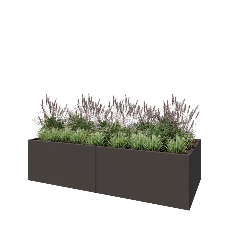 Steel planter XXL - Rectangle - 240 x 100 x 60 cm - RAL7016 matt (anthracite grey) - Without bottom plate
