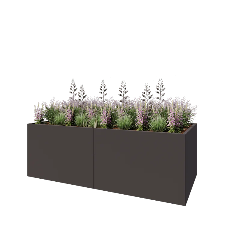 Steel planter XXL - Rectangle - 240 x 100 x 80 cm - RAL7016 matt (anthracite grey) - With bottom plate