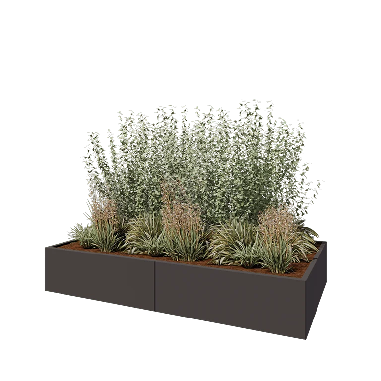 Steel planter XXL - Rectangle - 240 x 120 x 40 cm - RAL7016 matt (anthracite grey) - With bottom plate