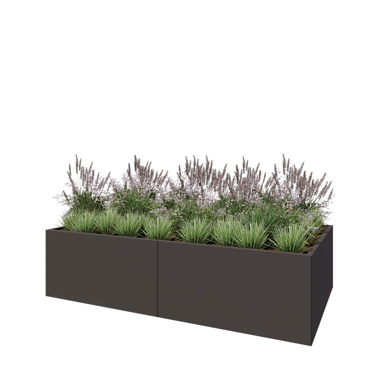 Steel planter XXL - Rectangle - 240 x 120 x 60 cm - RAL7016 matt (anthracite grey) - Without bottom plate