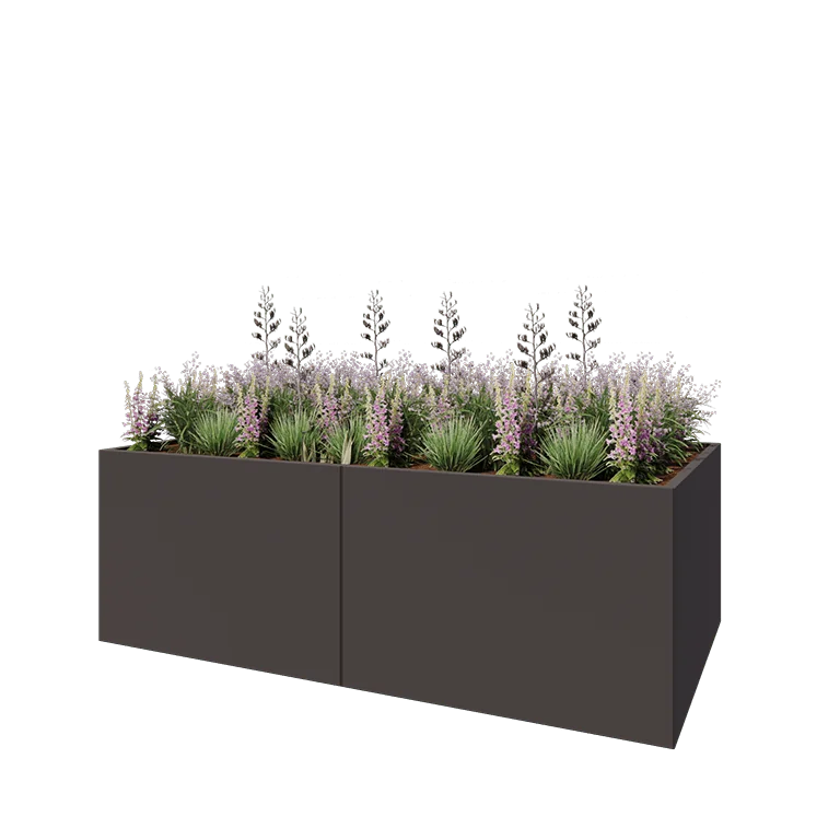 Steel planter XXL - Rectangle - 240 x 120 x 80 cm - RAL7016 matt (anthracite grey) - Without bottom plate