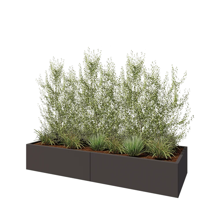 Steel planter XXL - Rectangle - 240 x 80 x 40 cm - RAL7016 matt (anthracite grey) - With bottom plate