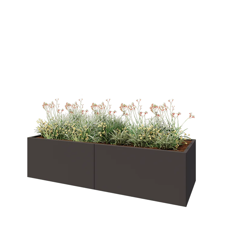 Steel planter XXL - Rectangle - 240 x 80 x 60 cm - RAL7016 matt (anthracite grey) - With bottom plate
