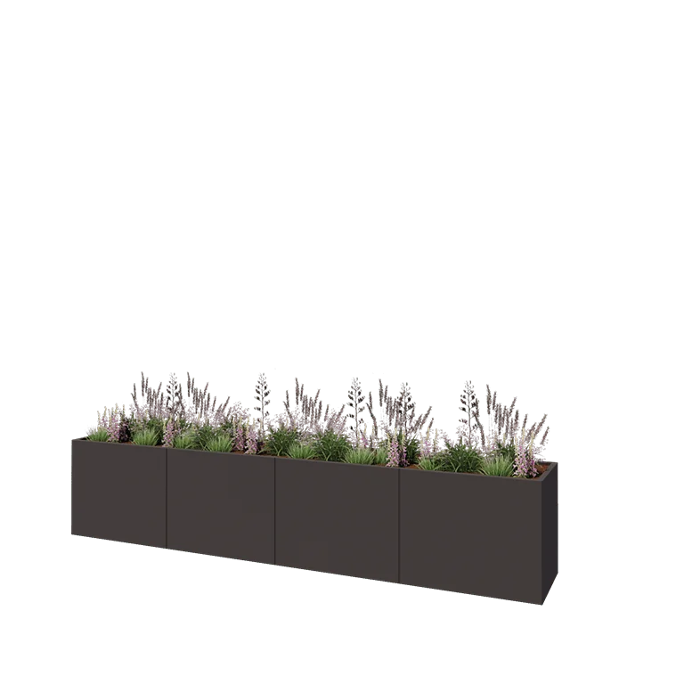 Steel planter XXL - Rectangle - 400 x 60 x 80 cm - RAL7016 matt (anthracite grey) - Without bottom plate