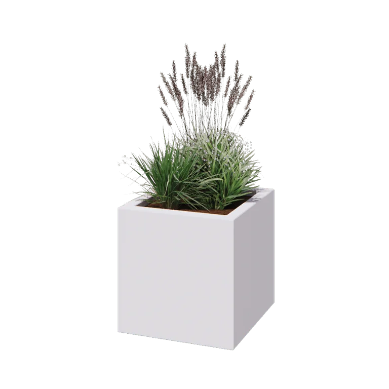 Fibreglass planter - Square - 50 x 50 x 50 cm - RAL9010 matt (white) - With bottom