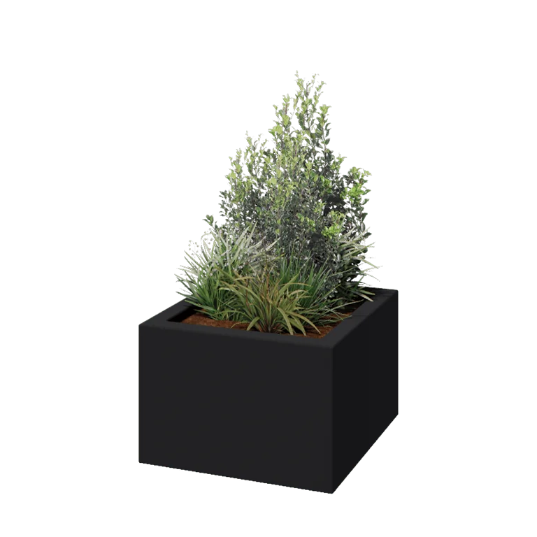 Fibreglass planter - Square - 60 x 60 x 40 cm - RAL7021 matt (black grey) - With bottom