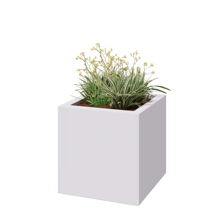 Fibreglass planter - Square - 60 x 60 x 60 cm - RAL9010 matt (white) - With bottom