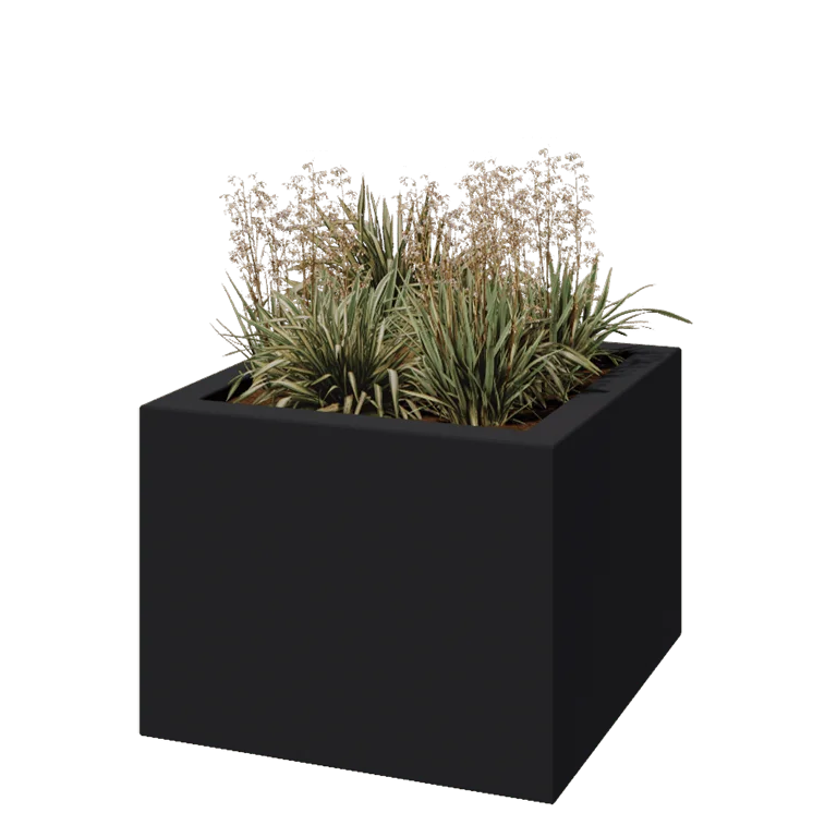Fibreglass planter - Square - 80 x 80 x 60 cm - RAL7021 matt (black grey) - With bottom
