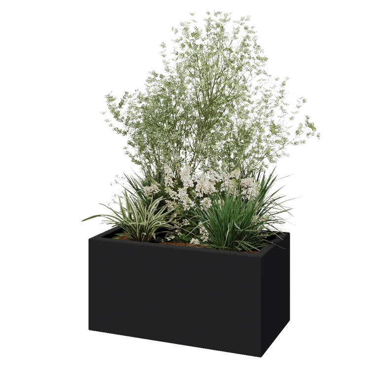 Fibreglass planter - Rectangle - 80 x 40 x 40 cm - RAL7021 matt (black grey) - With bottom