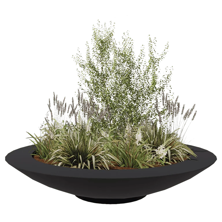 Fibreglass planter - Bowl - Ø 200 x 40 cm - RAL7021 matt (black grey) - With bottom