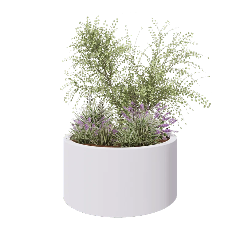Fibreglass planter - Round - Ø 120 x 60 cm - RAL9010 matt (white) - With bottom