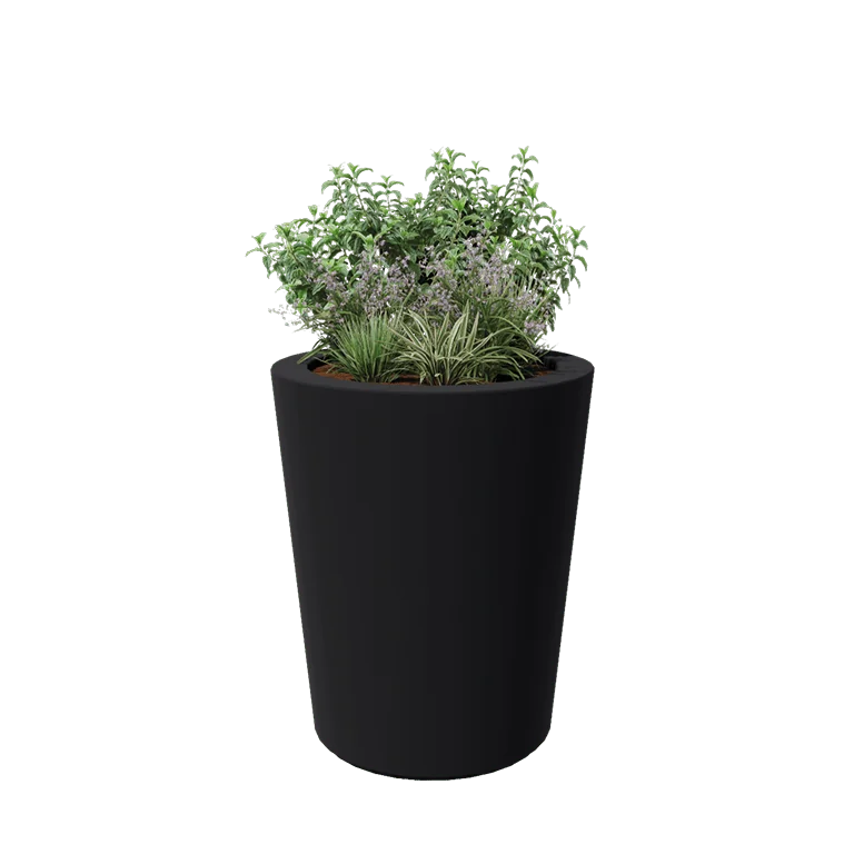 Fibreglass planter - Cone - Ø 89 x 100 cm - RAL7021 matt (black grey) - With bottom