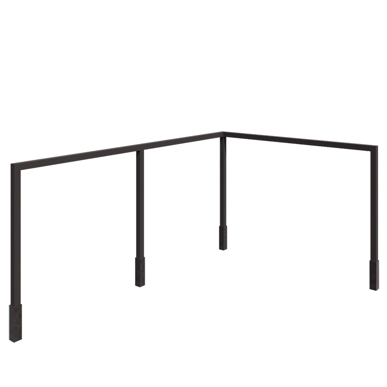 Steel pergola - Corner - 600 x 412 x 230 cm - Other RAL colour - With concrete base