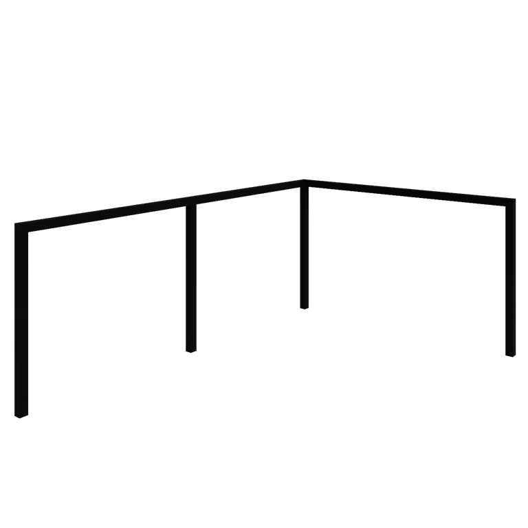 Steel pergola - Corner - 600 x 412 x 230 cm - RAL9005 matt (black) - Without concrete base