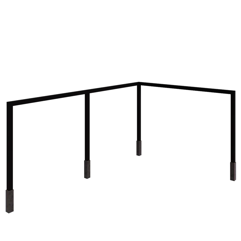 Steel pergola - Corner - 600 x 412 x 230 cm - RAL9005 matt (black) - With concrete base