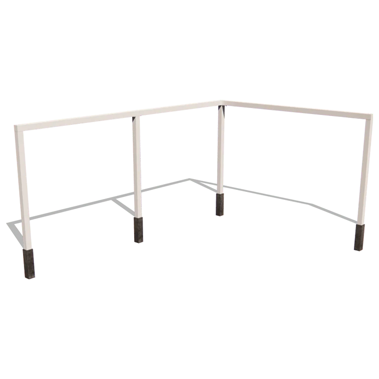 Steel pergola - Corner - 600 x 412 x 230 cm - RAL9005 matt (white) - With concrete base