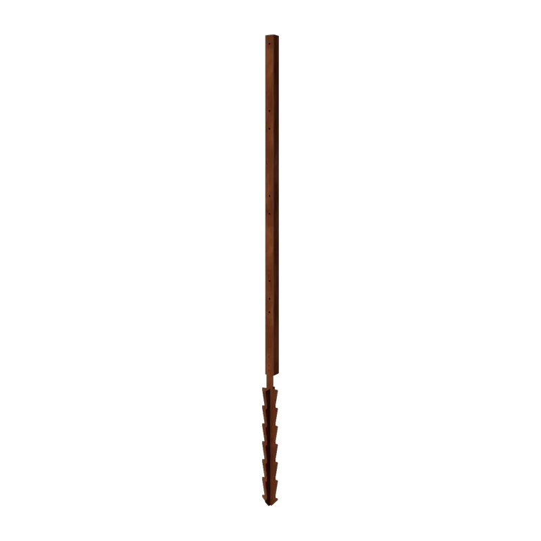Corten steel fence H - Intermediate post with support pin - 190 x 6 x 6 cm - For 4x Panel 47,5 cm