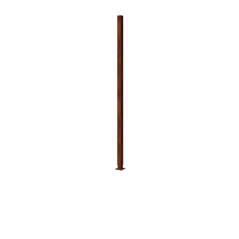 Corten steel fence H - End post with base plate - 190 x 6 x 6 cm - For 4x Panel 47,5 cm