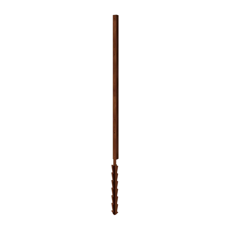 Corten steel fence H - Corner post with support pin - 190 x 6 x 6 cm - For 4x Panel 47,5 cm