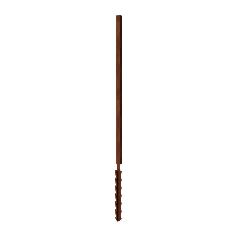 Corten steel fence H - Intermediate post with support pin - 190 x 6 x 6 cm - For 3x Panel 63,3 cm