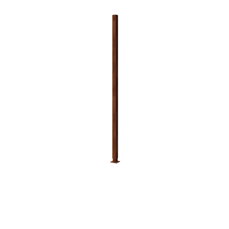 Corten steel fence H - Intermediate post with base plate - 190 x 6 x 6 cm - For 3x Panel 63,3 cm
