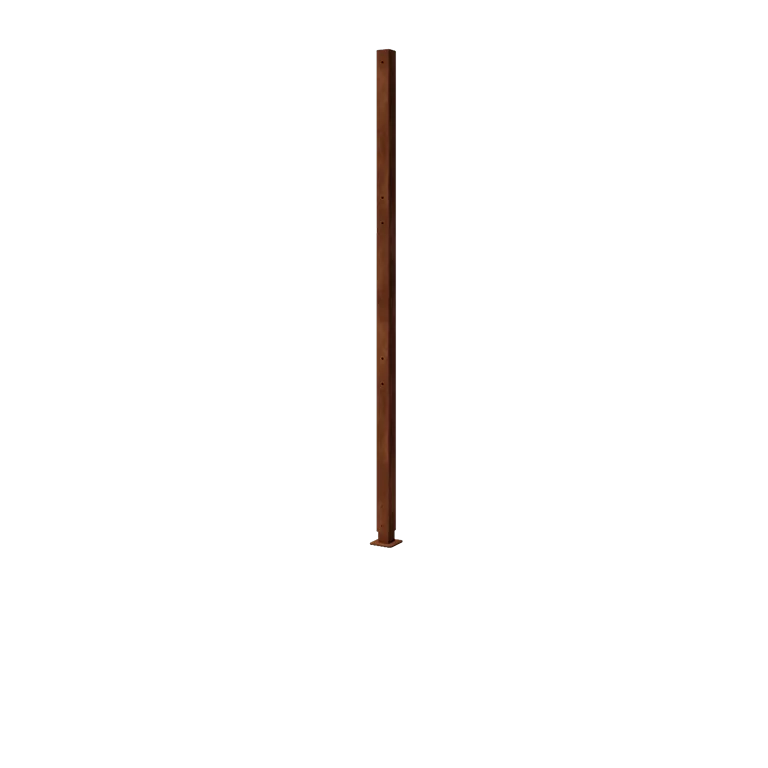 Corten steel fence H - End post with base plate - 190 x 6 x 6 cm - For 3x Panel 63,3 cm