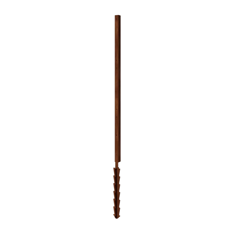 Corten steel fence H - Corner post with support pin - 190 x 6 x 6 cm - For 3x Panel 63,3 cm