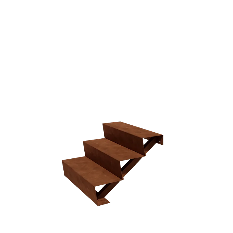Corten steel garden stairs - 3-steps - 72 x 80 x 51 cm