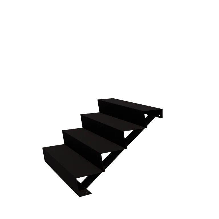 Steel garden stairs - 4-steps - 96 x 100 x 68 cm - RAL9005 matt (black)