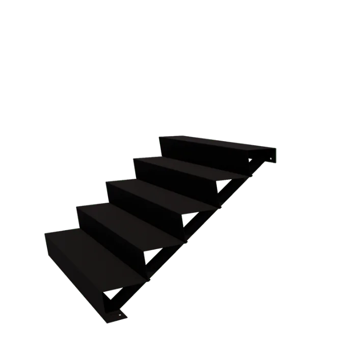 Steel garden stairs - 5-steps - 120 x 120 x 85 cm - RAL9005 matt (black)