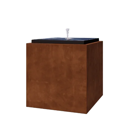 Corten steel Water table - Orin - 80 x 80 x 80 cm - With LED lights