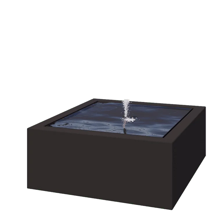 Aluminium Water table - Lyra - 100 x 100 x 40 cm - RAL9005 matt (black) - With LED lights