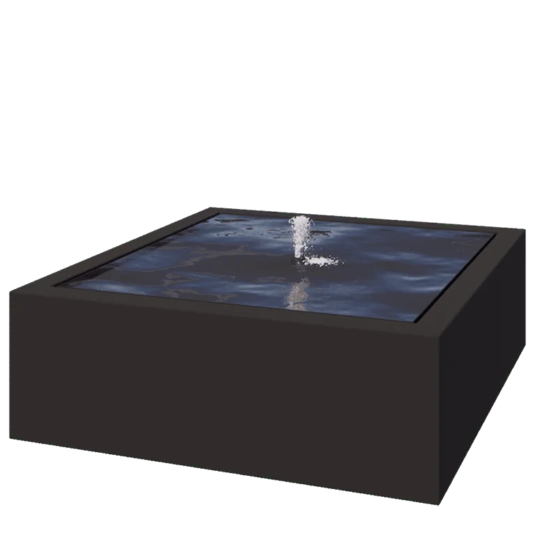 Aluminium Water table - Lyra - 120 x 120 x 40 cm - RAL9005 matt (black) - With LED lights