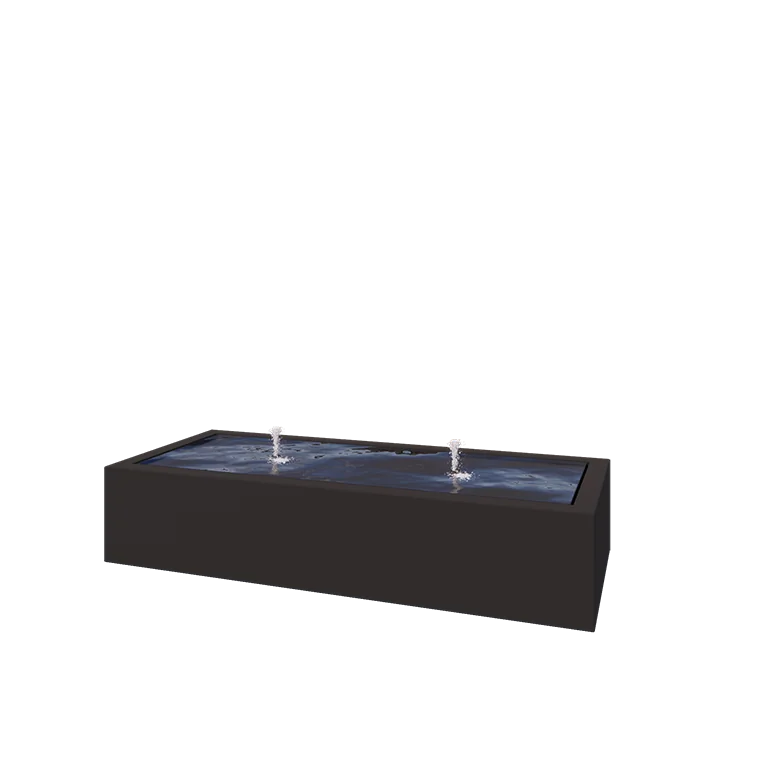 Aluminium Water table - Lyra - 200 x 80 x 40 cm - RAL9005 matt (black) - With LED lights
