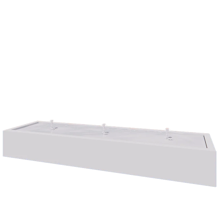 Aluminium Water table - Lyra - 300 x 80 x 40 cm - RAL9005 matt (white) - With LED lights