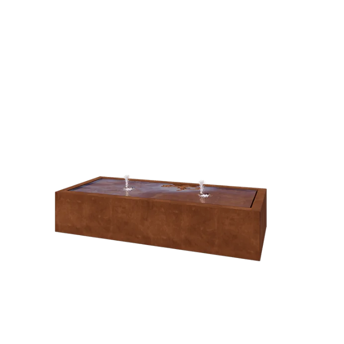 Corten steel Water table - Lyra - 200 x 80 x 40 cm - Without LED lights